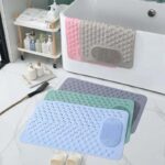 PVC Anti-skid Bath Mats Rectangle Soft Shower Bathroom Massage Mat Suction Cup Non-slip Bathtub Carpet Large Size